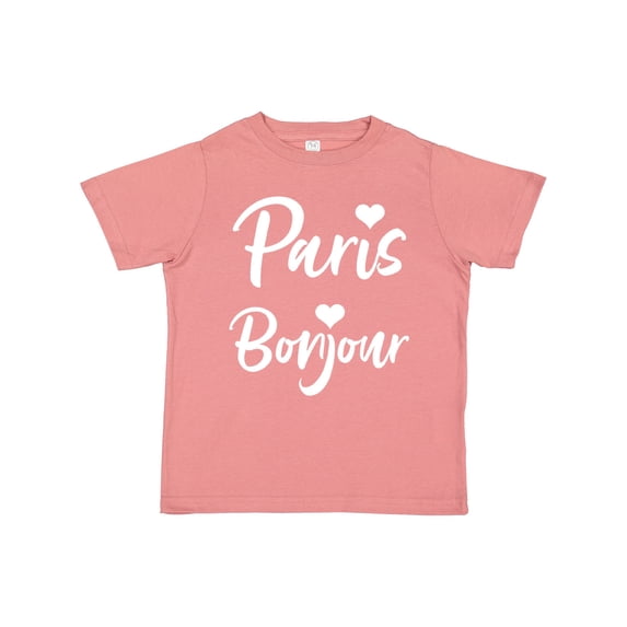 Inktastic Paris Bonjour with Hearts in White Text Boys or Girls Toddler T-Shirt