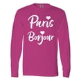 thumbnail image 1 of Inktastic Paris Bonjour with Hearts in White Text Long Sleeve T-Shirt, 1 of 5