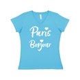 thumbnail image 1 of Inktastic Paris Bonjour with Hearts in White Text Women's V-Neck T-Shirt, 1 of 5
