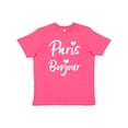 thumbnail image 1 of Inktastic Paris Bonjour with Hearts in White Text Youth T-Shirt, 1 of 5
