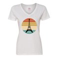 thumbnail image 1 of Inktastic Paris Eiffel Tower Retro Sunset Women's V-Neck T-Shirt, 1 of 5