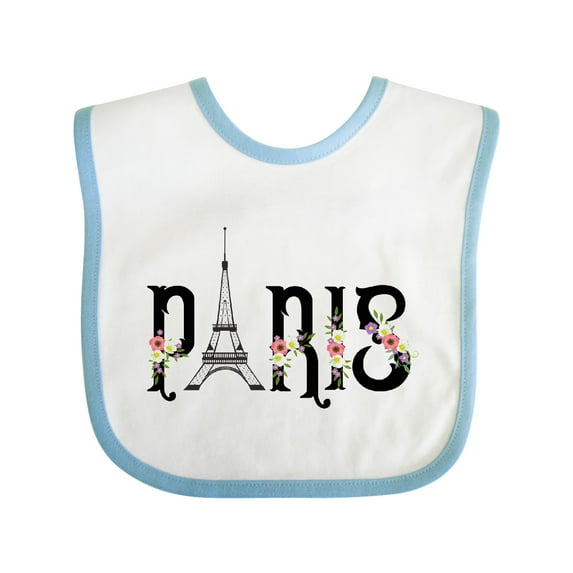 Inktastic Paris Eiffel Tower with Flowers Boys or Girls Baby Bib