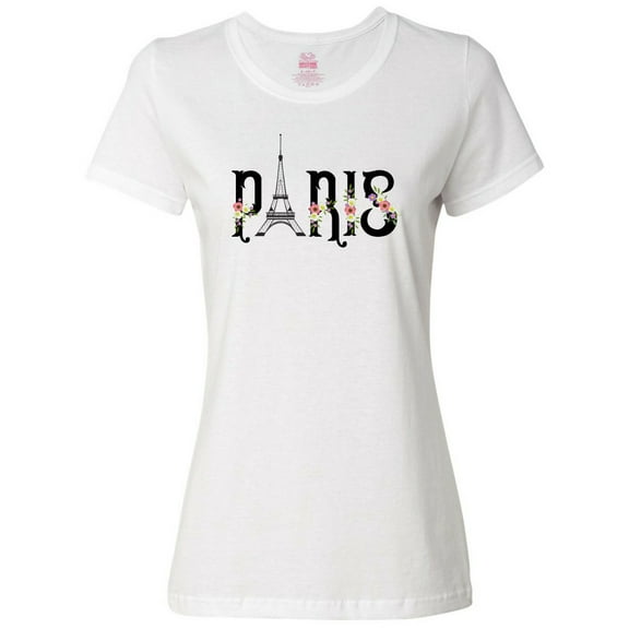 Inktastic Paris Eiffel Tower with Flowers Women's T-Shirt