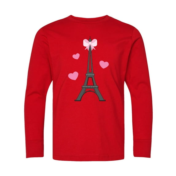 Inktastic Paris Lover Eiffel Tower Long Sleeve Youth T-Shirt