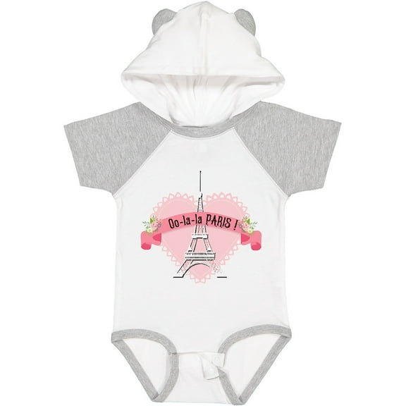 Inktastic Paris Oo-la-la with Eiffel Tower and Flowers in Pink Heart Boys or Girls Baby Bodysuit
