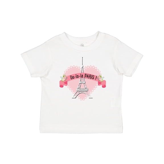 Inktastic Paris Oo-la-la with Eiffel Tower and Flowers in Pink Heart Boys or Girls Baby T-Shirt