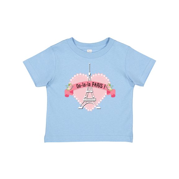 Inktastic Paris Oo-la-la with Eiffel Tower and Flowers in Pink Heart Boys or Girls Baby T-Shirt