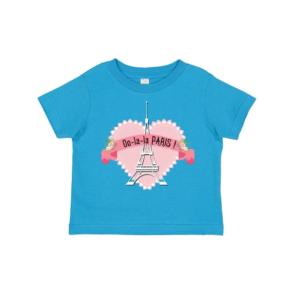 Inktastic Paris Oo-la-la with Eiffel Tower and Flowers in Pink Heart Boys or Girls Toddler T-Shirt