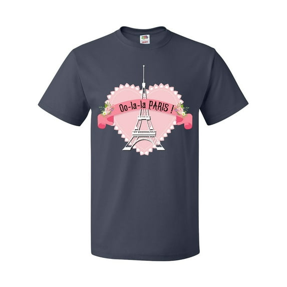 Inktastic Paris Oo-la-la with Eiffel Tower and Flowers in Pink Heart T-Shirt