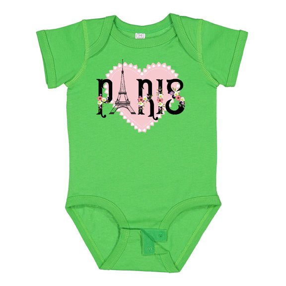 Inktastic Paris Pink Heart Eiffel Tower with Flowers Boys or Girls Baby Bodysuit