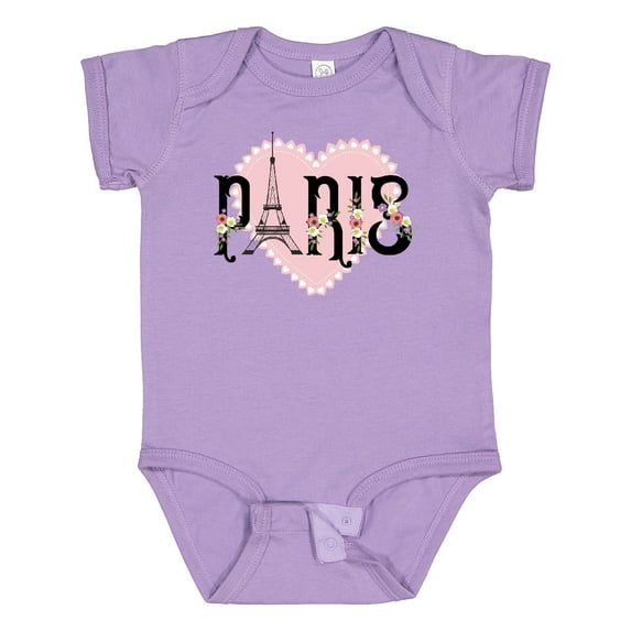 Inktastic Paris Pink Heart Eiffel Tower with Flowers Boys or Girls Baby Bodysuit