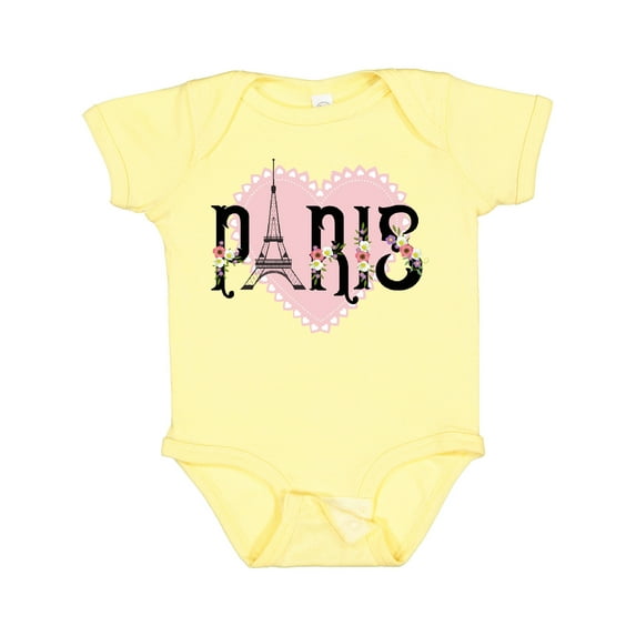 Inktastic Paris Pink Heart Eiffel Tower with Flowers Boys or Girls Baby Bodysuit