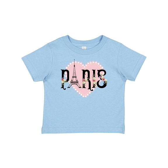 Inktastic Paris Pink Heart Eiffel Tower with Flowers Boys or Girls Baby T-Shirt