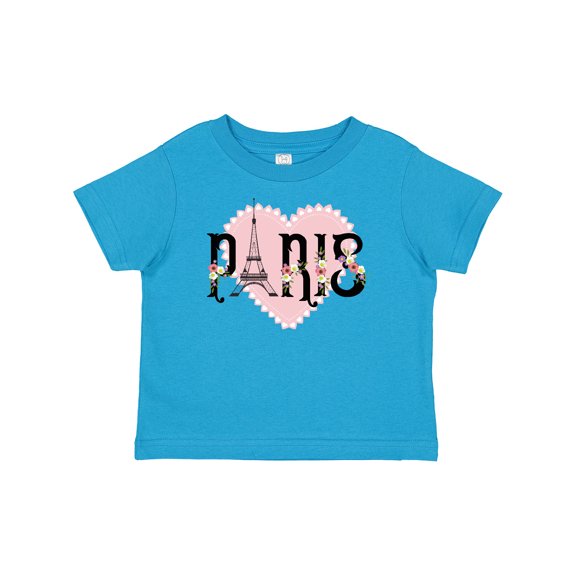 Inktastic Paris Pink Heart Eiffel Tower with Flowers Boys or Girls Baby T-Shirt