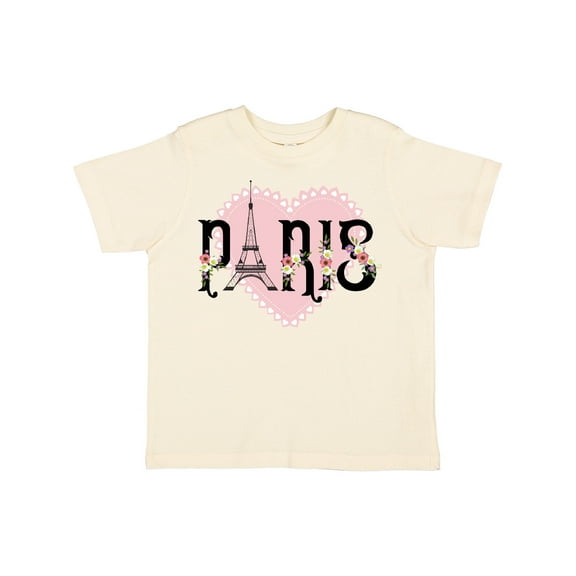 Inktastic Paris Pink Heart Eiffel Tower with Flowers Boys or Girls Toddler T-Shirt