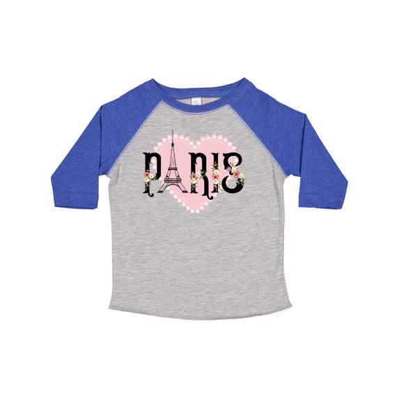 Inktastic Paris Pink Heart Eiffel Tower with Flowers Boys or Girls Toddler T-Shirt