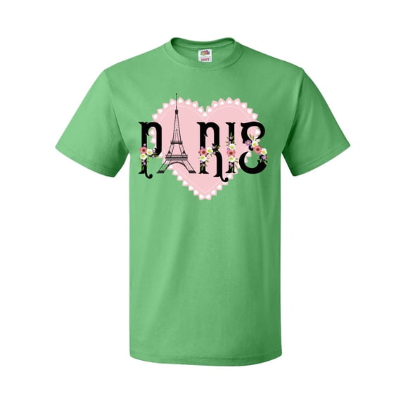Inktastic Paris Pink Heart Eiffel Tower with Flowers T-Shirt