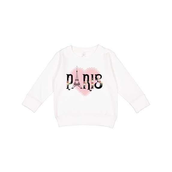 Inktastic Paris Pink Heart Eiffel Tower with Flowers Toddler Sweatshirt