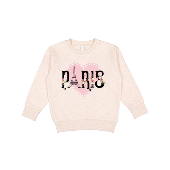 Inktastic Paris Pink Heart Eiffel Tower with Flowers Toddler Sweatshirt