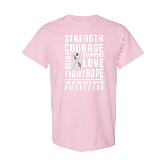 Inktastic Parkinson Disease Awareness Strength Courage and Support T-Shirt