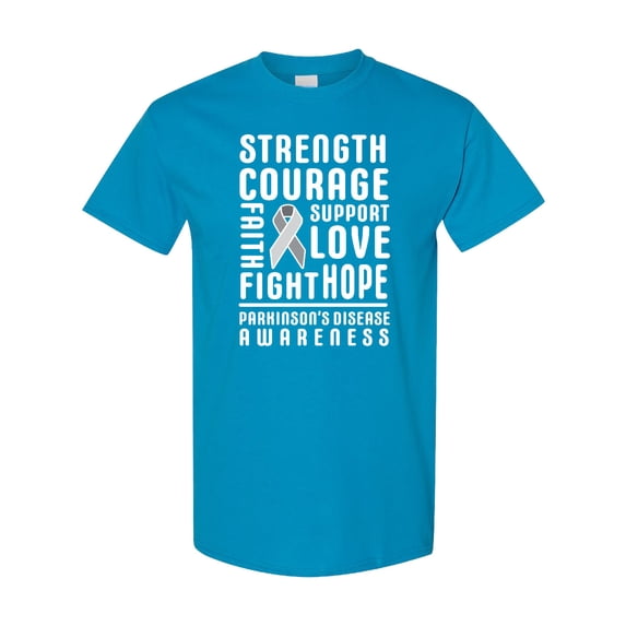Inktastic Parkinson Disease Awareness Strength Courage and Support T-Shirt