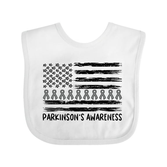 Inktastic Parkinson's Awareness Gray Ribbons and Flag Boys or Girls Baby Bib