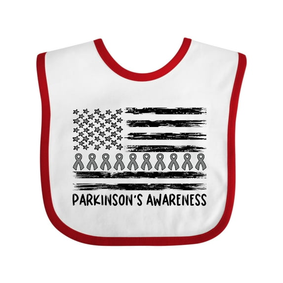 Inktastic Parkinson's Awareness Gray Ribbons and Flag Boys or Girls Baby Bib