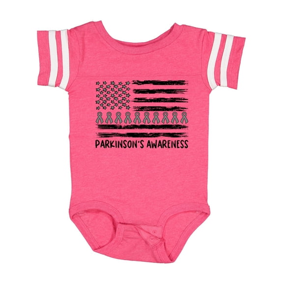 Inktastic Parkinson's Awareness Gray Ribbons and Flag Boys or Girls Baby Bodysuit
