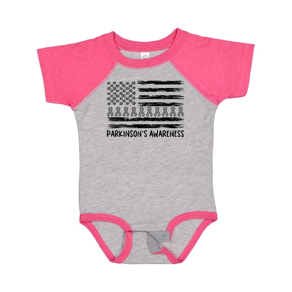 Inktastic Parkinson's Awareness Gray Ribbons and Flag Boys or Girls Baby Bodysuit