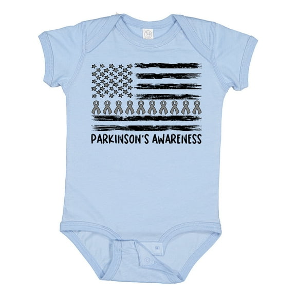 Inktastic Parkinson's Awareness Gray Ribbons and Flag Boys or Girls Baby Bodysuit
