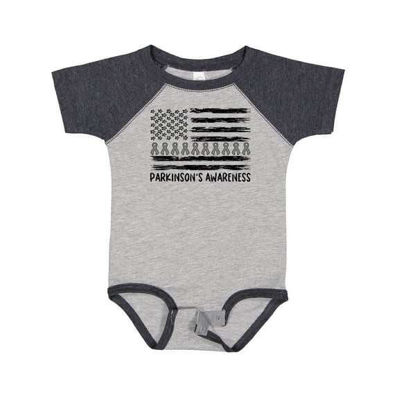 Inktastic Parkinson's Awareness Gray Ribbons and Flag Boys or Girls Baby Bodysuit