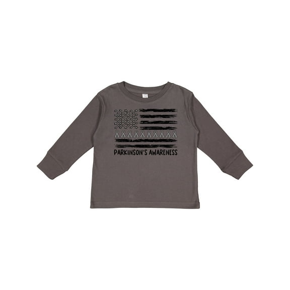 Inktastic Parkinson's Awareness Gray Ribbons and Flag Boys or Girls Long Sleeve Toddler T-Shirt