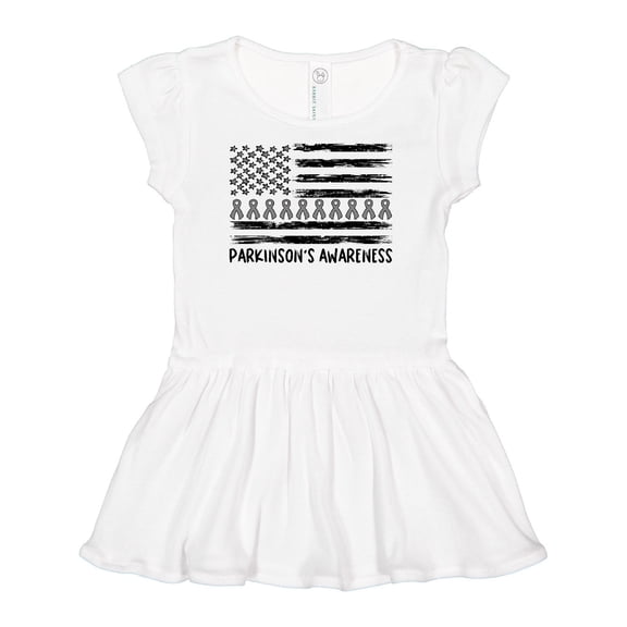 Inktastic Parkinson's Awareness Gray Ribbons and Flag Girls Baby Dress