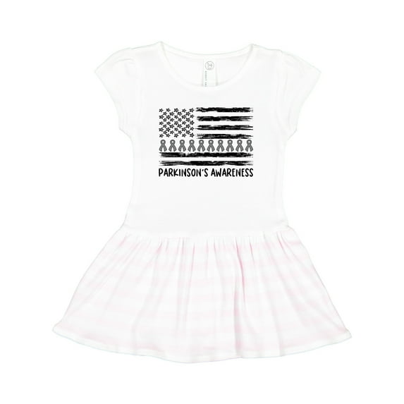 Inktastic Parkinson's Awareness Gray Ribbons and Flag Girls Toddler Dress