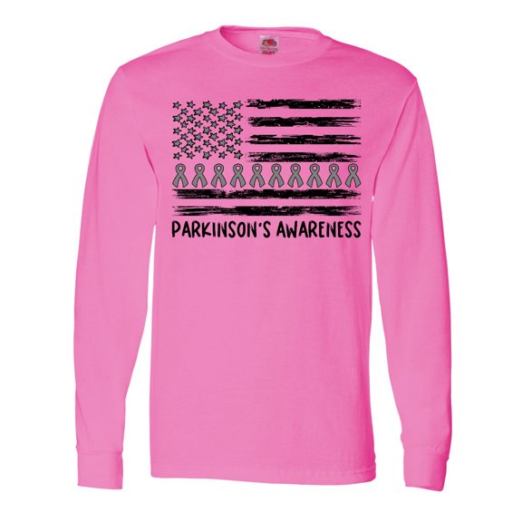Inktastic Parkinson's Awareness Gray Ribbons and Flag Long Sleeve T-Shirt
