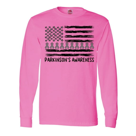 Inktastic Parkinson's Awareness Gray Ribbons and Flag Long Sleeve T-Shirt