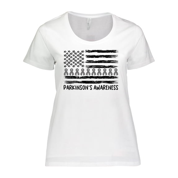 Inktastic Parkinson's Awareness Gray Ribbons and Flag Women's Plus Size T-Shirt