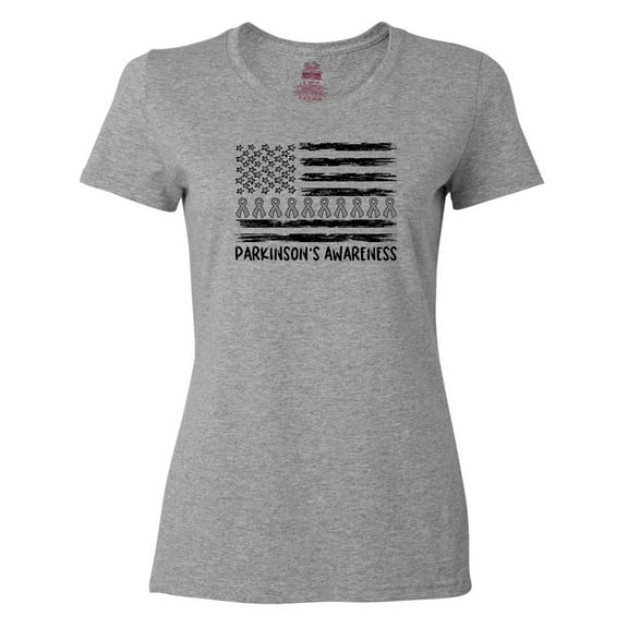 Inktastic Parkinson's Awareness Gray Ribbons and Flag Women's T-Shirt
