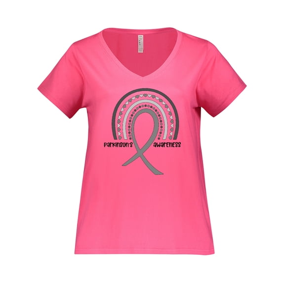 Inktastic Parkinson's Awareness Ribbon Rainbow Women's Plus Size V-Neck T-Shirt
