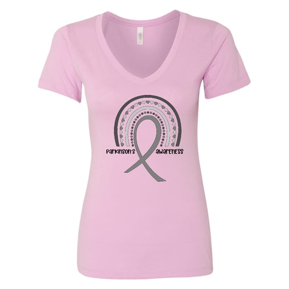 Inktastic Parkinson's Awareness Ribbon Rainbow Women's V-Neck T-Shirt