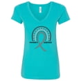 thumbnail image 1 of Inktastic Parkinson's Awareness Ribbon Rainbow Women's V-Neck T-Shirt, 1 of 5