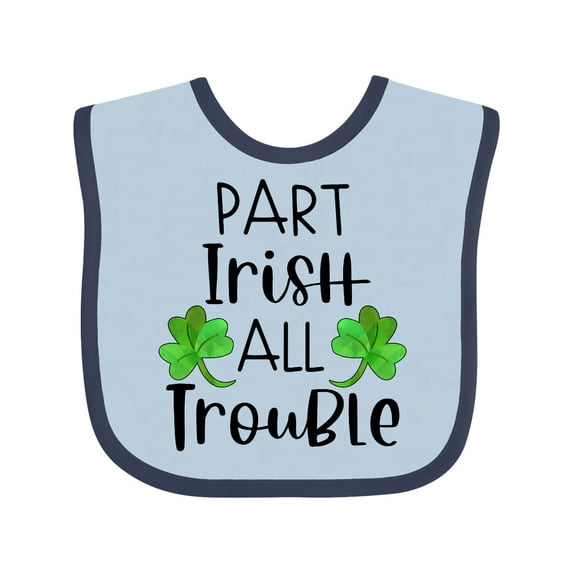 Inktastic Part Irish All Trouble St. Patrick's Day with Green Clovers Boys or Girls Baby Bib