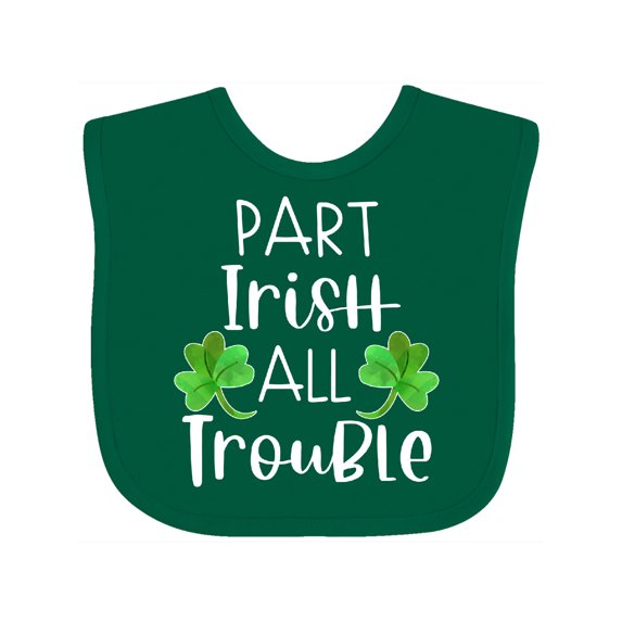 Inktastic Part Irish All Trouble St. Patrick's Day with Green Clovers Boys or Girls Baby Bib