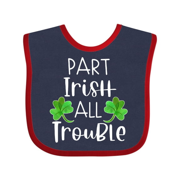 Inktastic Part Irish All Trouble St. Patrick's Day with Green Clovers Boys or Girls Baby Bib