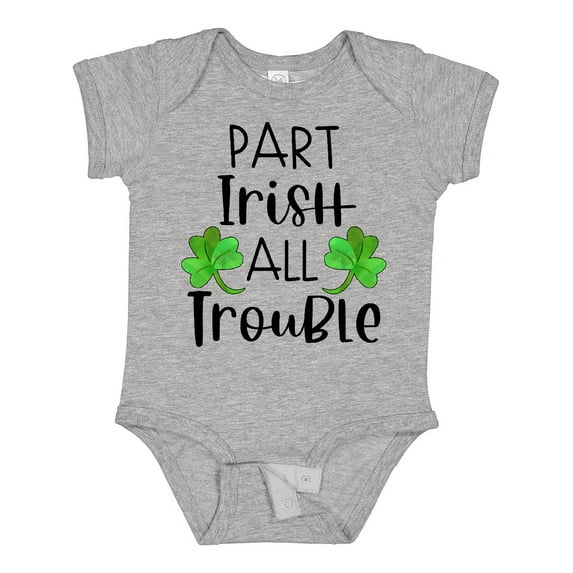 Inktastic Part Irish All Trouble St. Patrick's Day with Green Clovers Boys or Girls Baby Bodysuit