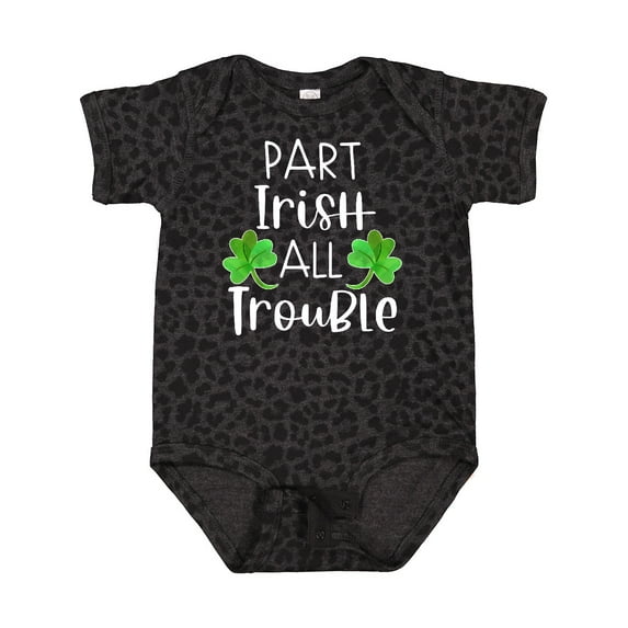 Inktastic Part Irish All Trouble St. Patrick's Day with Green Clovers Boys or Girls Baby Bodysuit