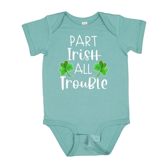 Inktastic Part Irish All Trouble St. Patrick's Day with Green Clovers Boys or Girls Baby Bodysuit
