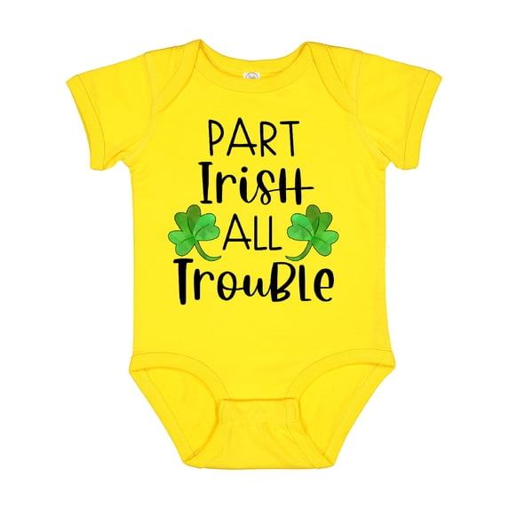 Inktastic Part Irish All Trouble St. Patrick's Day with Green Clovers Boys or Girls Baby Bodysuit