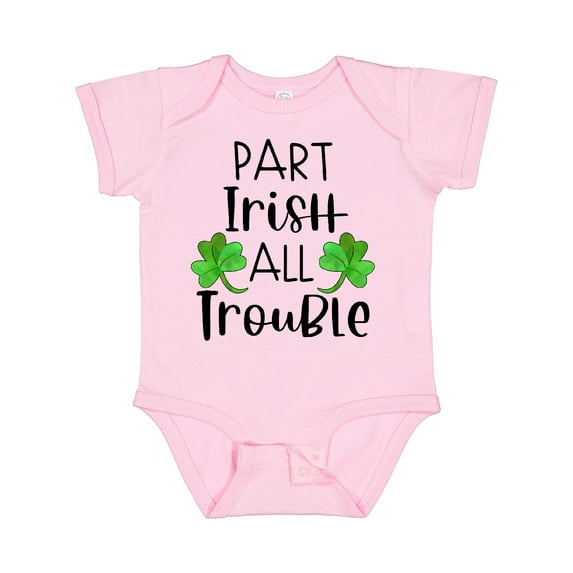 Inktastic Part Irish All Trouble St. Patrick's Day with Green Clovers Boys or Girls Baby Bodysuit