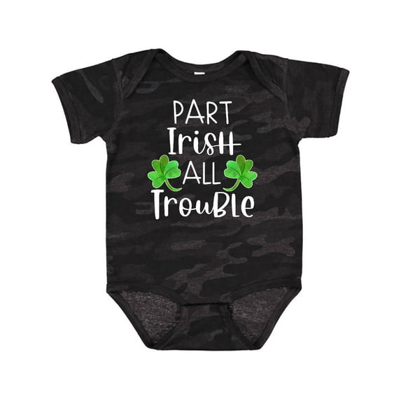Inktastic Part Irish All Trouble St. Patrick's Day with Green Clovers Boys or Girls Baby Bodysuit